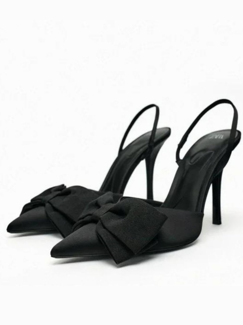 Zara pointy toe slingback bow heels